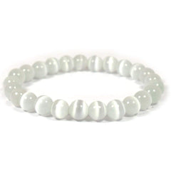 Reiki Crystal Products natural selenite bracelet 8mm aiding meditation clarity