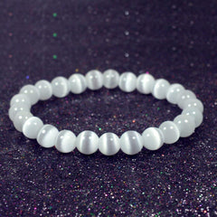Reiki Crystal Products selenite bracelet 8mm supporting focus and calm energy