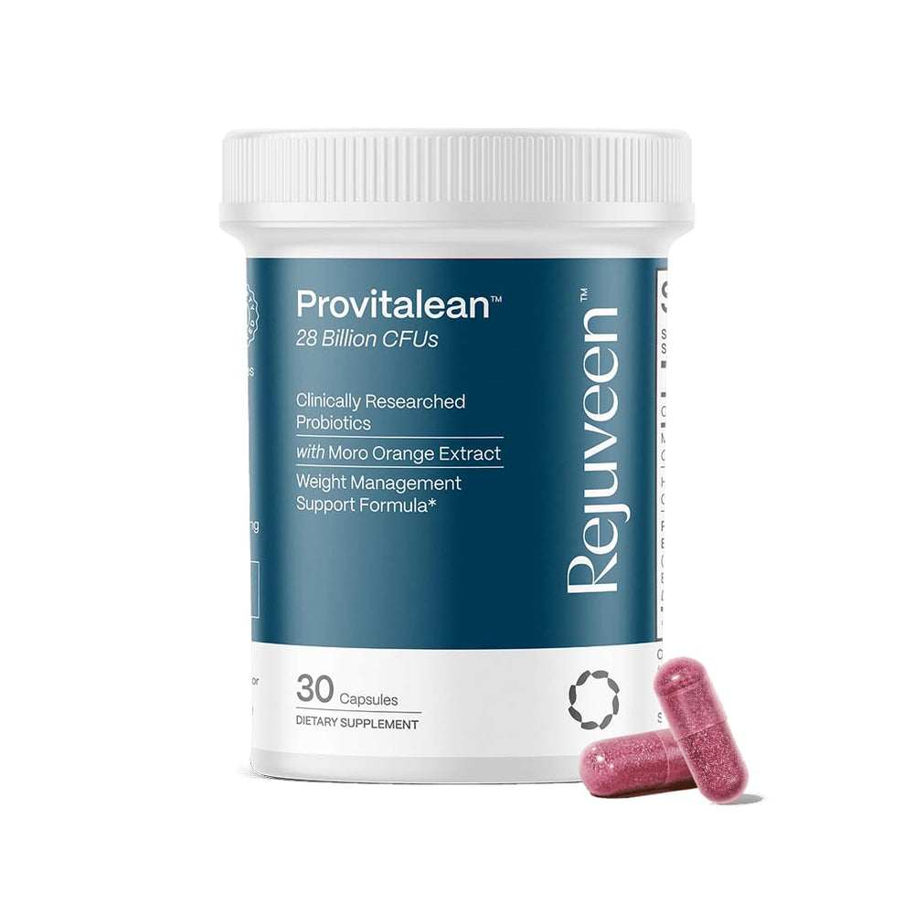 Rejuveen Provitalean bottle label highlighting metabolism support for women.