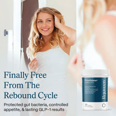 Rejuveen Provitalean capsules close-up showing probiotic blend and chromium benefits.