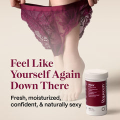 Rejuveen Uflora bottle back ingredients label highlights cranberry and ashwagandha benefits