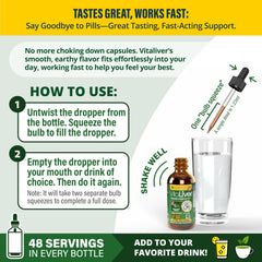 Alcohol-free VitaLiver formula preserves delicate actives for better absorption.