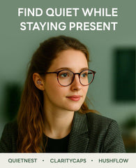 Relaxcharm ear plugs with discreet fit for staying present in conversations.