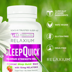 Relaxium Sleep Quick Melts USA-made label communicates quality for nightly routines.