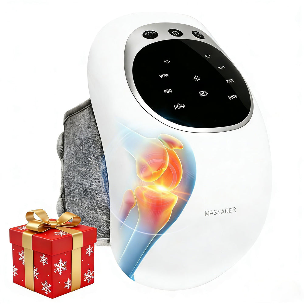 RELAXYO knee massager with LED screen for on-device control and customization.