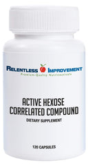 Relentless Improvement AHCC capsules packshot highlighting a premium immune support blend.