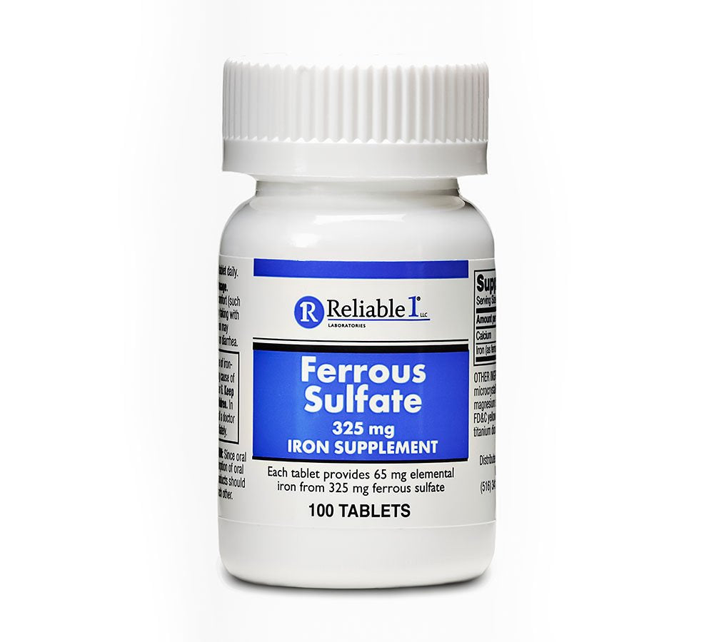 Reliable-1 Laboratories iron supplement bottle with 100 tablets for daily iron support