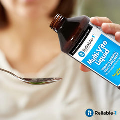 Label close-up highlighting essential vitamins in Reliable-1 Multi-Vite