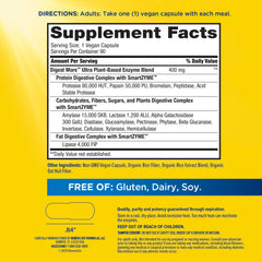 Close-up of DigestMore Ultra capsules highlights plant-based enzymes for gas relief