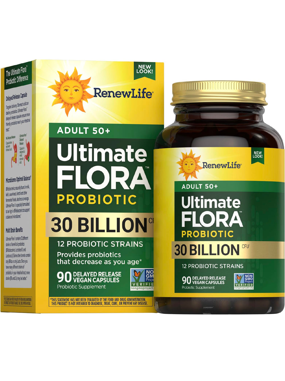 Renew Life Probiotic 50 Plus bottle front for daily digestive and immune support.