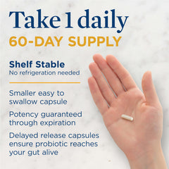 Renew Life Probiotic 50 Plus box highlighting 30 billion cultures and 12 strains