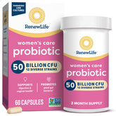 Renew Life Women's Probiotic bottle showing 50B CFU potency for daily feminine health
