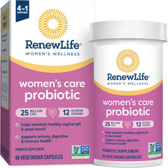 Renew Life Women's Probiotic bottle showing 25B CFU for daily urinary and digestive balance