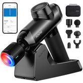RENPHO massage gun front view, compact ergonomic design for on-the-go recovery.