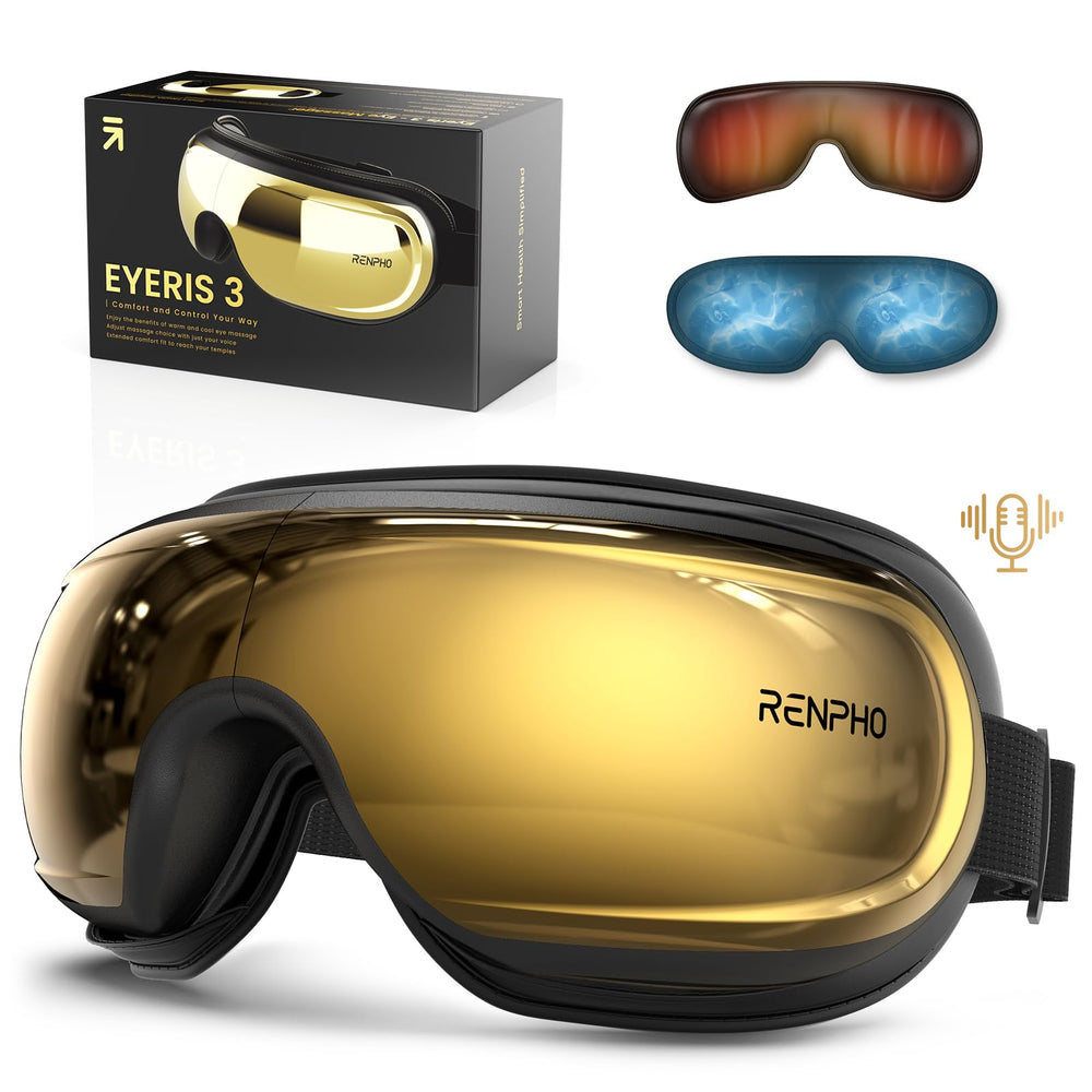 RENPHO Eyeris 3 eye massager in gold design for luxurious relaxation
