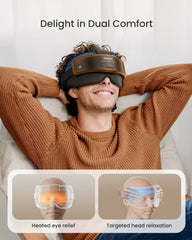 RENPHO Eyeris Massager headband adjustment demonstrates a universal fit.