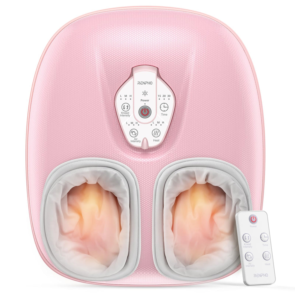 RENPHO foot massager with heat focusing on arch and heel for comfort.