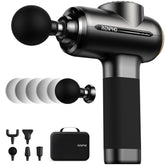 RENPHO massage gun demonstrates amplitude adjustment from 8 to 12 mm for personalized sessions.