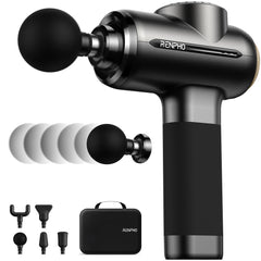 RENPHO massage gun demonstrates amplitude adjustment from 8 to 12 mm for personalized sessions.