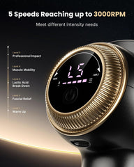 RENPHO massage gun offers multiple amplitude and speed settings for tailored massage.