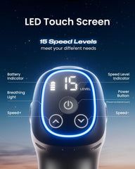 RENPHO massage gun long-lasting battery for all-day use.