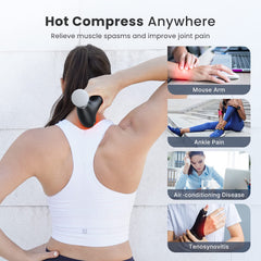 RENPHO Mini Massage Gun heat-100f: quick warming therapy for tense muscles.