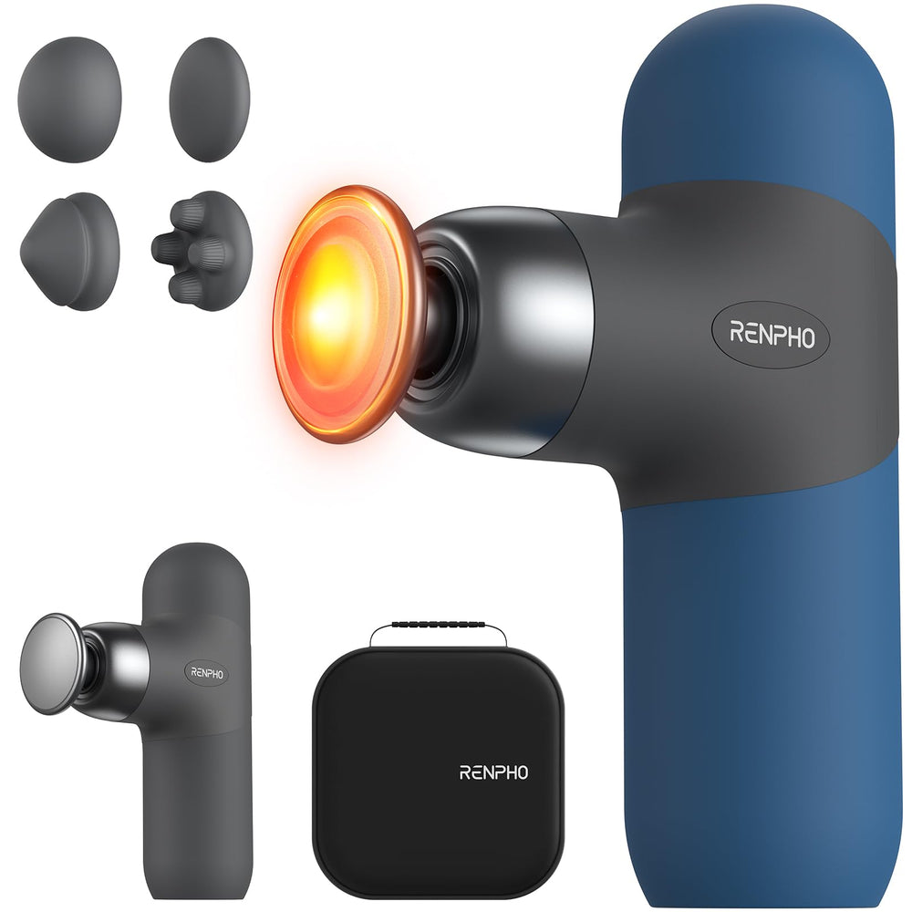 RENPHO mini thermal massage gun with heat feature for quick muscle relief