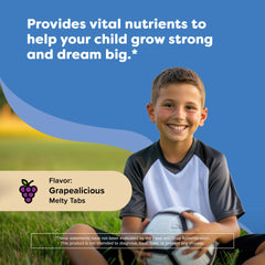 Renzo’s Hercules grape-melty-tab dissolving in water, convenient vitamin boost.