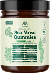 RESAWN Sea Moss Gummies bottle on shelf shows convenient immune support in a tasty format