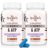 Resciency 2326mg mitochondrial supplement bottle showing label for energy support