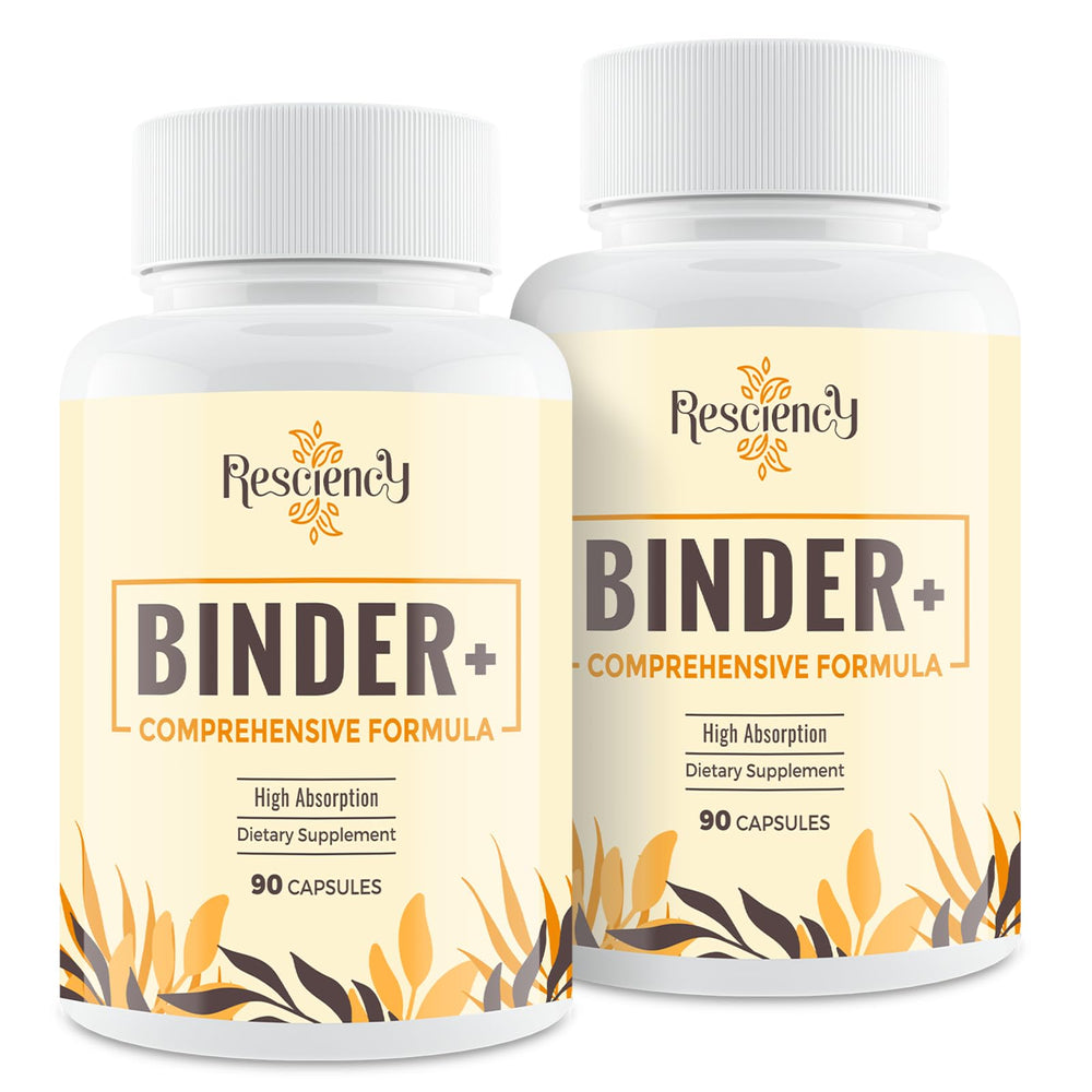 Resciency Detox Binder bottle and capsules for daily detox support