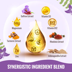 Amber saffron drops liquid from Resciency in a dropper