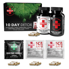 Rescue Detox 10 Day Kit bottle prominently displayed for a natural cleanse routine