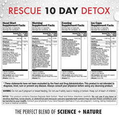 Close-up of Rescue Detox 132 capsules showing daily supplement focus