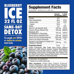 Rescue Detox ICE Blueberry bottle side view showing 32oz size for easy dosing