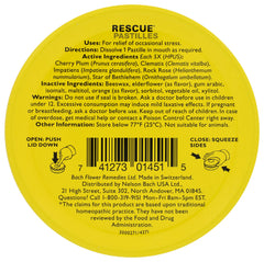 RESCUE pastilles orange elderflower lozenges close-up, highlighting flavor and calming potential.