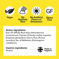 Four RESCUE REMEDY drops on the tongue for gentle calm.