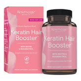 Reserveage Beauty Keratin Hair Booster bottle with capsules for healthier hair and nails.