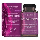 Reserveage Beauty resveratrol 500mg bottle with label for antioxidant support