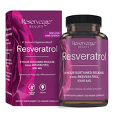 Reserveage Resveratrol bottle front highlights the antioxidant supplement for heart health.