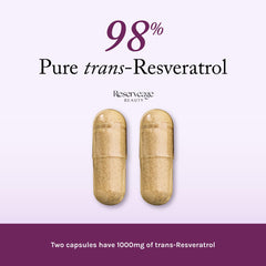 Reserveage Resveratrol veggie capsules ready for keto and paleo lifestyles.