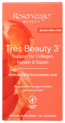 Reserveage Tres Beauty 3 bottle with capsules for healthier hair, skin, and nails