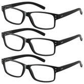 Resjok gafas de lectura negro 2.0x, vista frontal con bisagras de resorte.