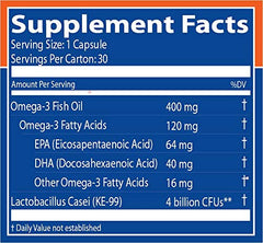 Restora Probiotic gut health label indicating microbiome stabilization.