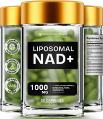 Resurrected Health liposomal NAD bottle promotes convenient daily supplementation.