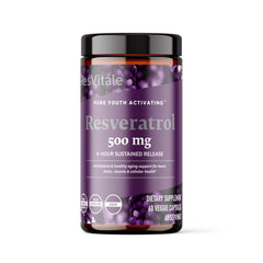 ResVitale Resveratrol 500 mg bottle front highlighting daily antioxidant support