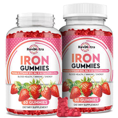 ReviNutra Iron Gummies bottle pour for convenient daily iron support.