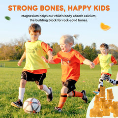 ReviNutra Calm Magnesium Gummies kids serving shows chewable ease after activity.