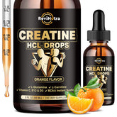 ReviNutra Creatine HCL liquid drops bottle with orange flavor for easy, fast absorption