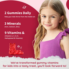 ReviNutra iron gummies being poured to show kid-friendly intake.